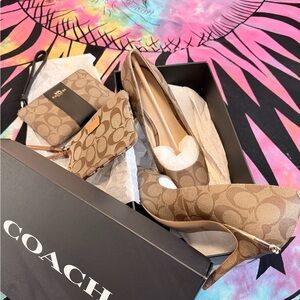 Coach Tan Patterned Women's Heels